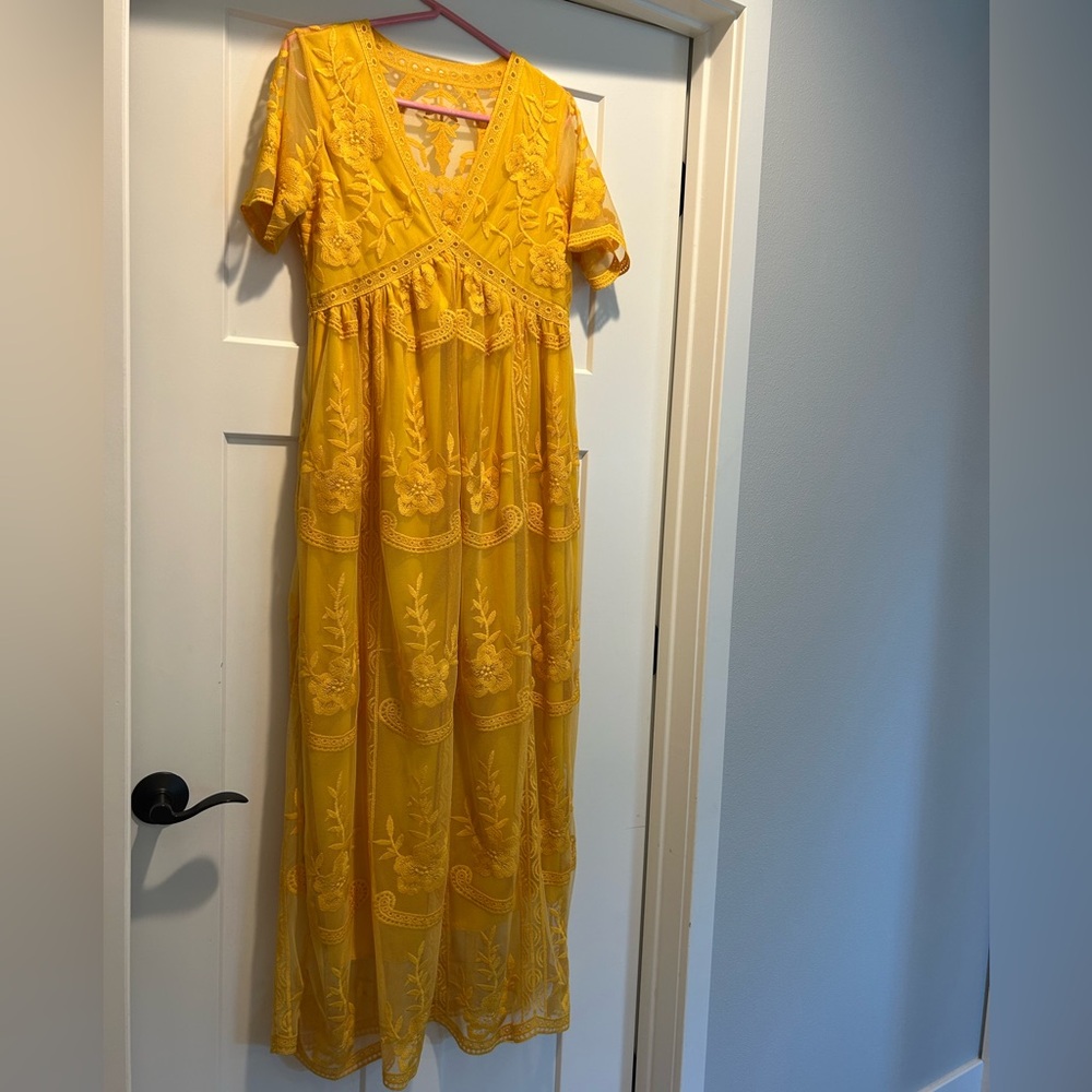 Mustard Lace Maxi Dress